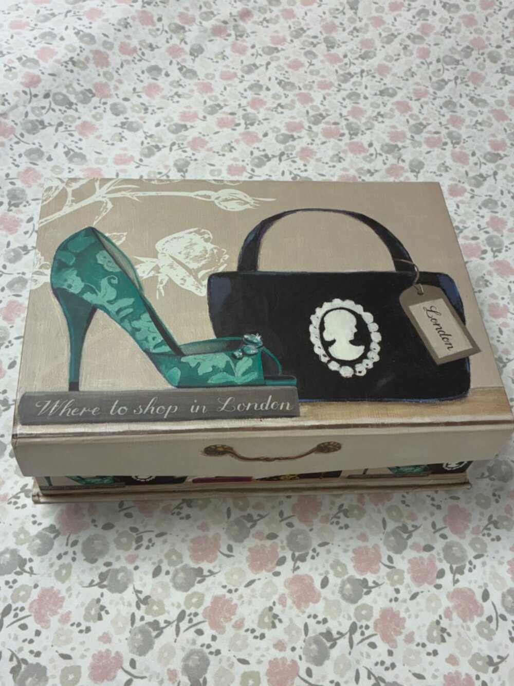 Paris Storage Box - Luggage Look - Magnetic Closure - 9" x 12-1/2" x 3-1/2" high